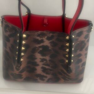 Christian Louboutin Leopard Print Tote with Red Interior